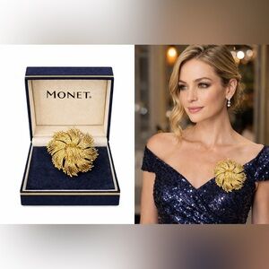Monet Radiant Gold Brooch stamped inside authentic